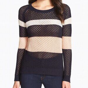 RD Style Stitch Fix Arsenal Tri Color Long Sleeve Fish Net Sweater Womens M 90's